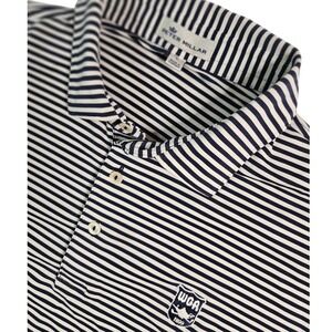 Peter Millar Performance Polo Shirt Mens L Navy White Excellent WGA 1899 Striped